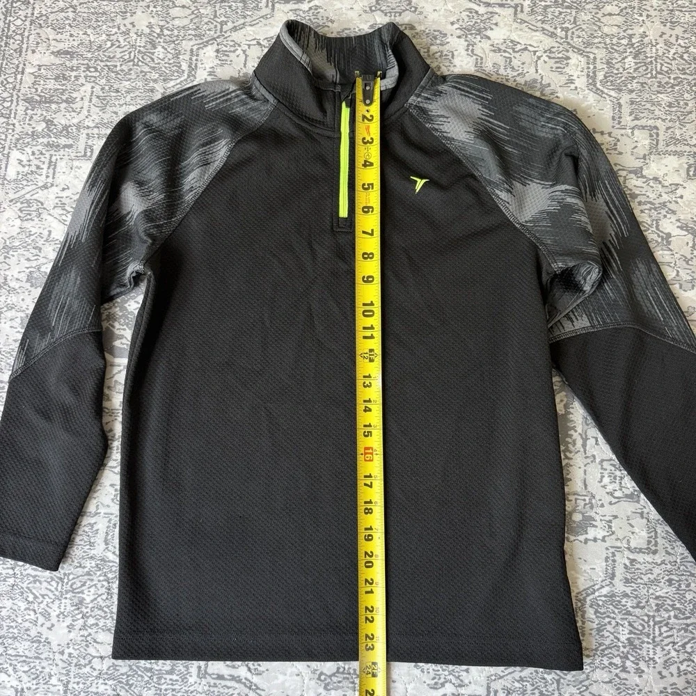 Old Navy Active 1/4 Full Zip Long Sleeve Athletic Youth Large 10-12 Black Green
